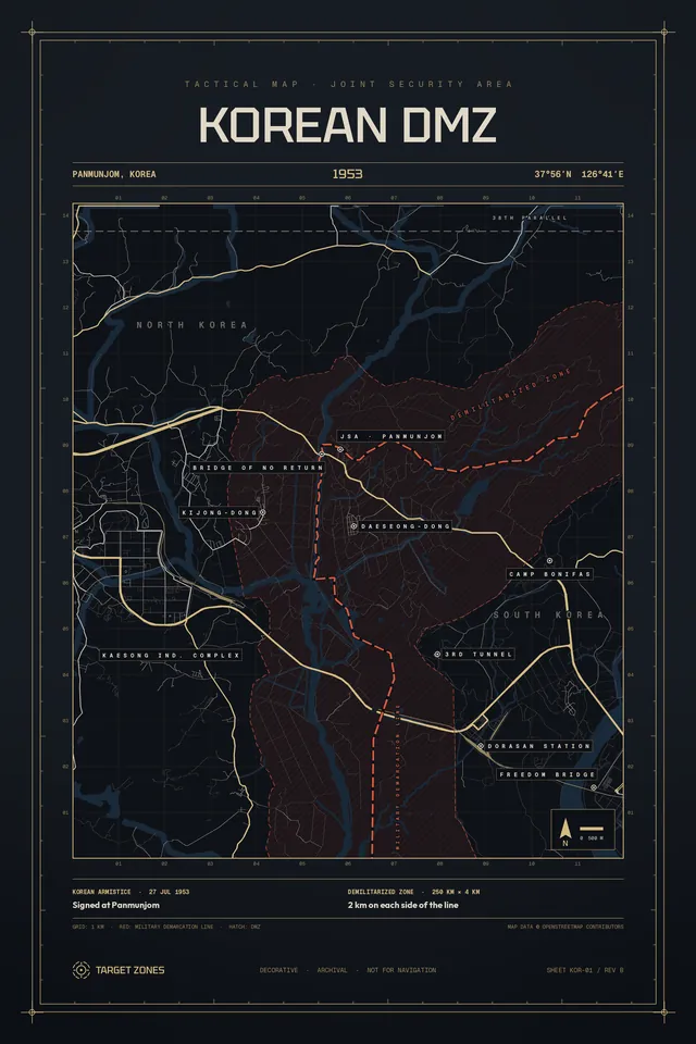 Korean DMZ poster, champagne gold colorway