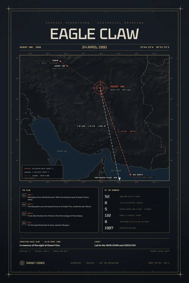 Operation Eagle Claw poster, champagne gold colorway
