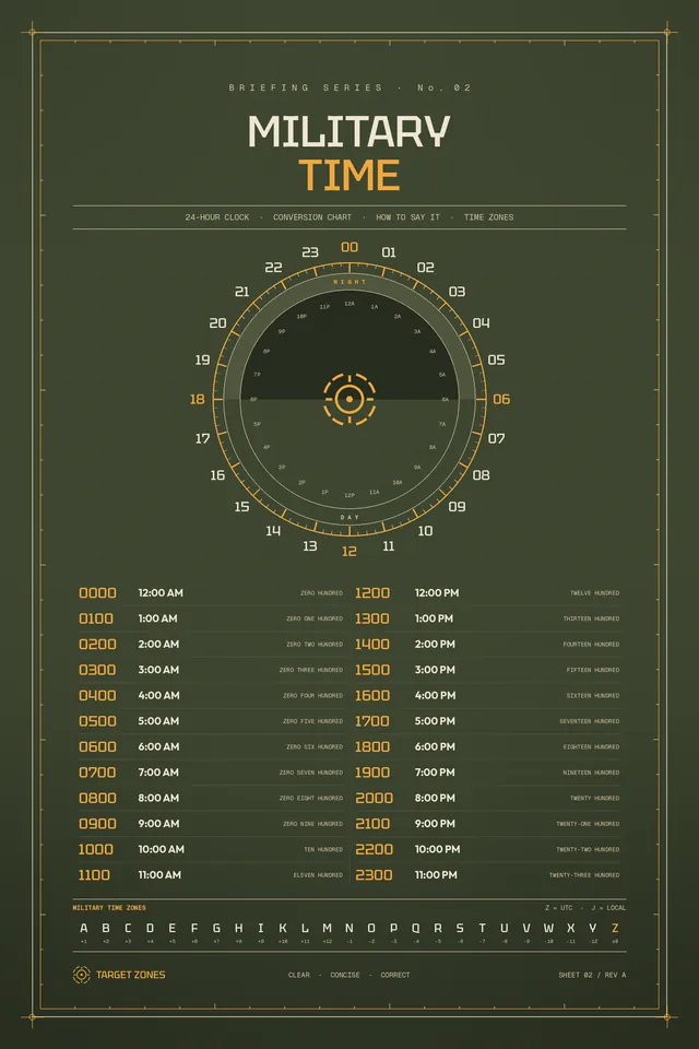 Military Time poster, olive drab colorway