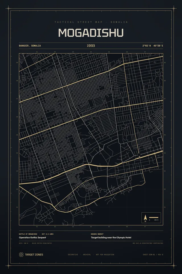 Mogadishu poster, champagne gold colorway