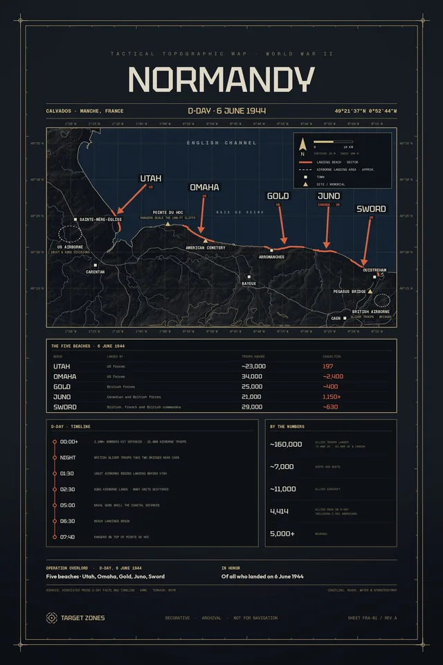Normandy poster, champagne gold colorway